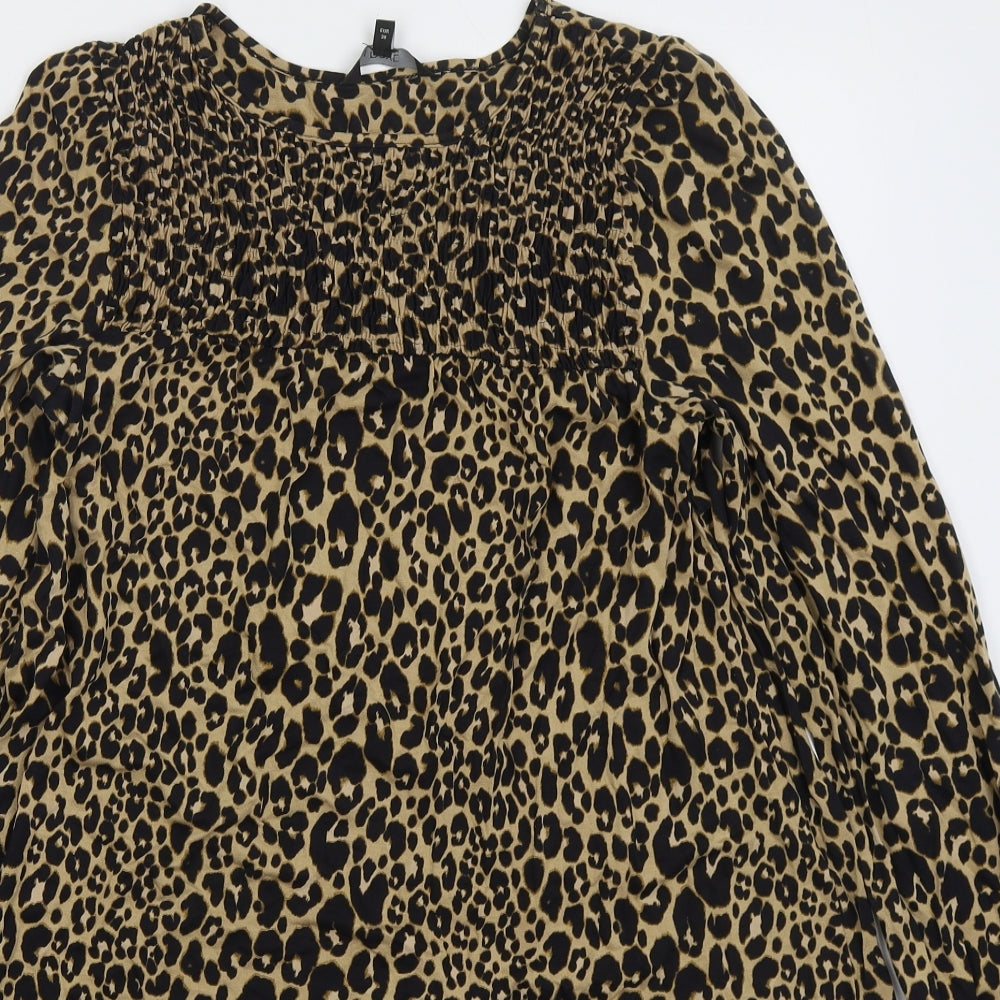 NEXT Womens Brown Animal Print Viscose Sheath  Size 10  Round Neck Pullover