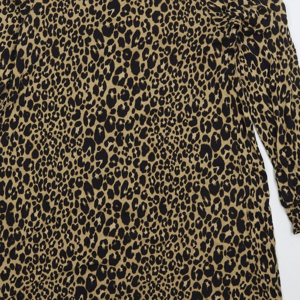 NEXT Womens Brown Animal Print Viscose Sheath  Size 10  Round Neck Pullover