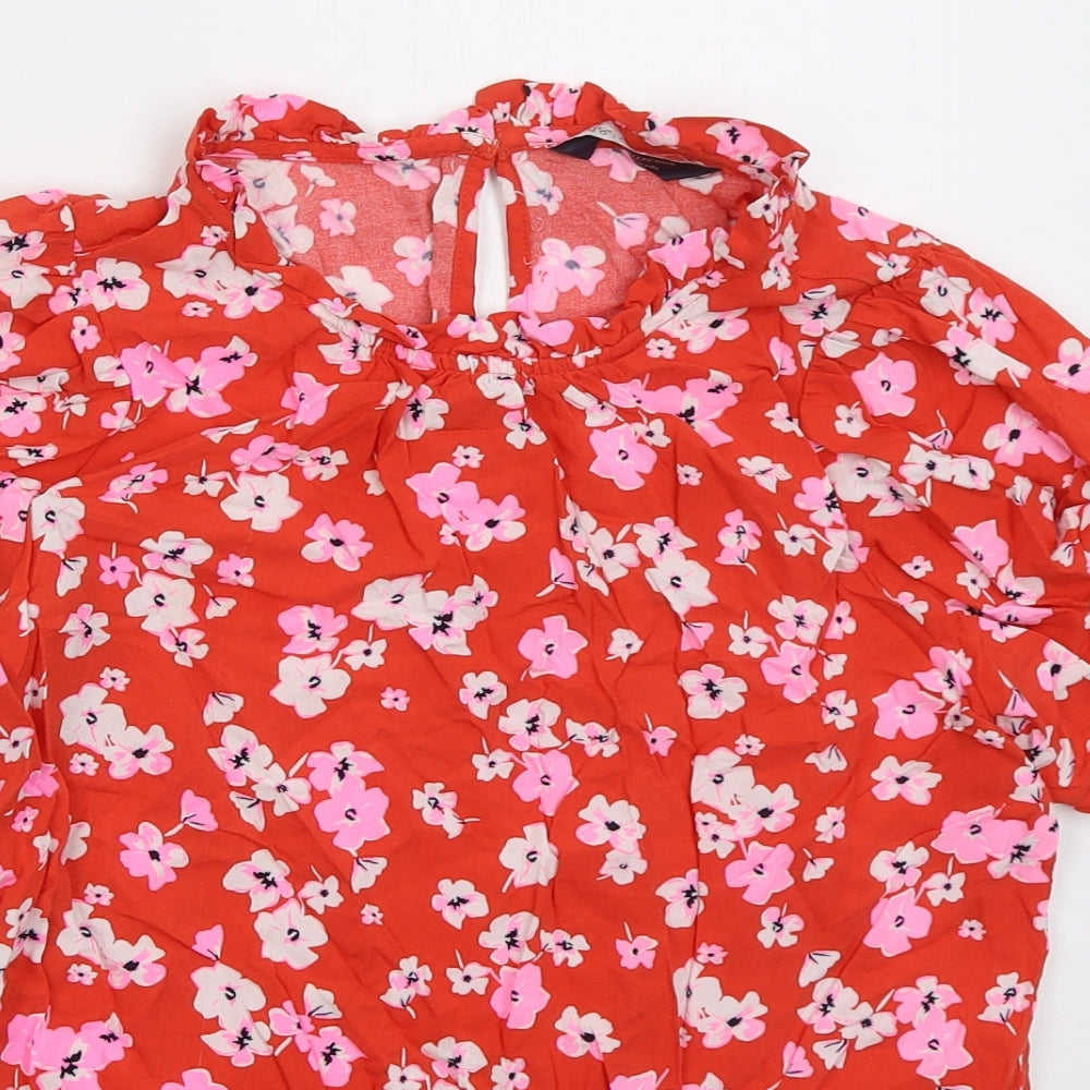 Womens UK Size 6 Marks and Spencer Red Basic T-Shirt