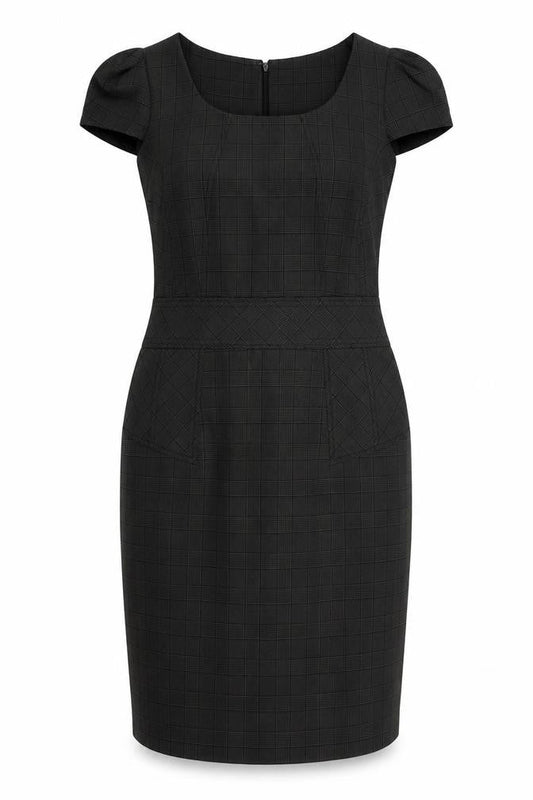 Shop Direct Womens Grey Check Polyester Pencil Dress  Size 10  Round Neck Zip