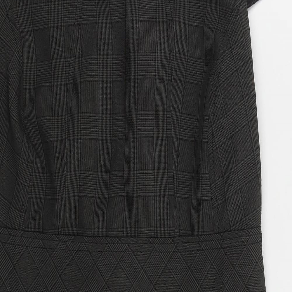 Shop Direct Womens Grey Check Polyester Pencil Dress  Size 10  Round Neck Zip
