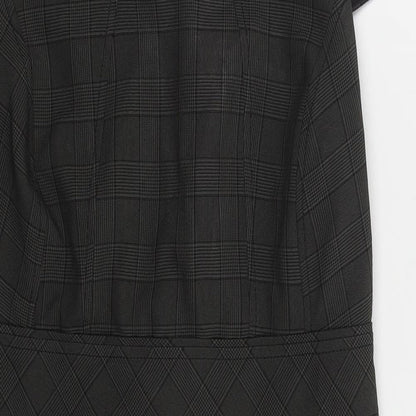 Shop Direct Womens Grey Check Polyester Pencil Dress  Size 10  Round Neck Zip