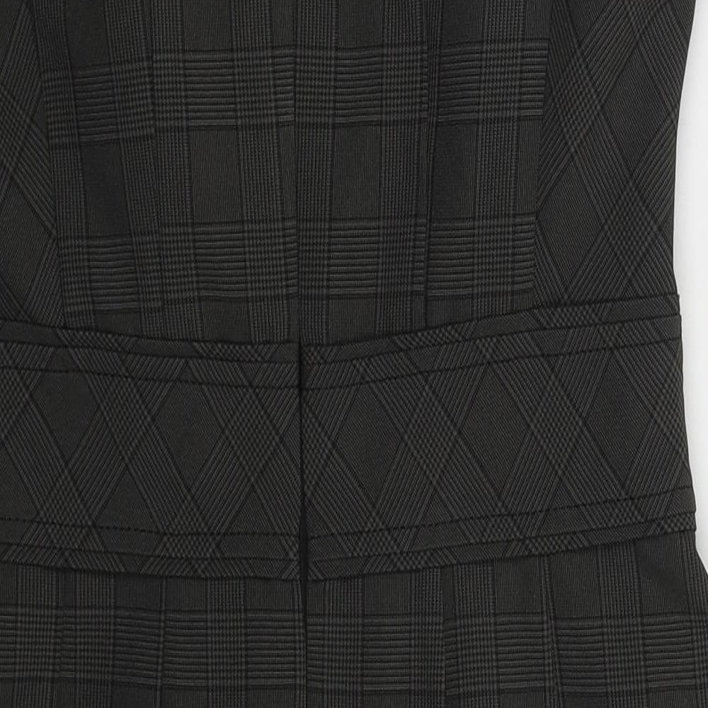 Shop Direct Womens Grey Check Polyester Pencil Dress  Size 10  Round Neck Zip