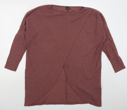 Shien Womens Pink Roll Neck  Cotton Pullover Jumper Size L