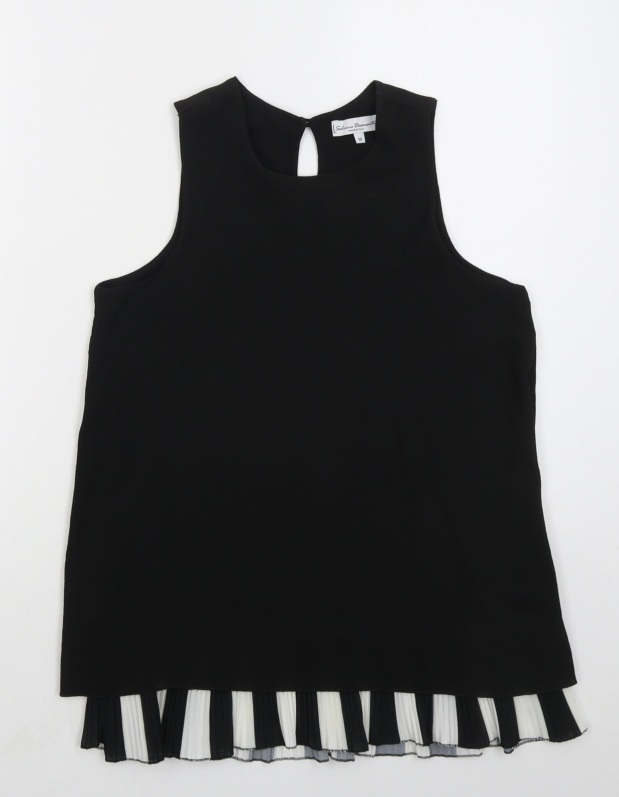 Sabrina Diamante Womens Black  Polyester Basic Tank Size M Round Neck