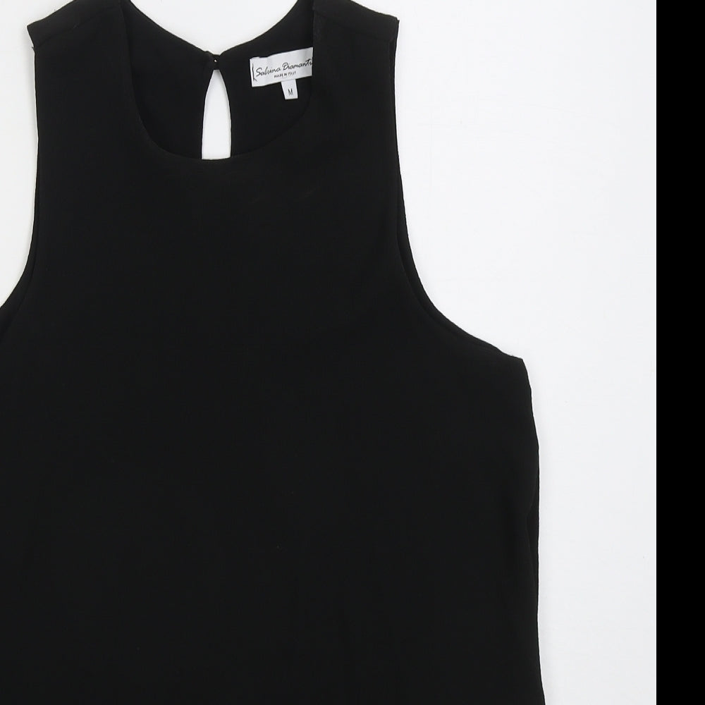 Sabrina Diamante Womens Black  Polyester Basic Tank Size M Round Neck