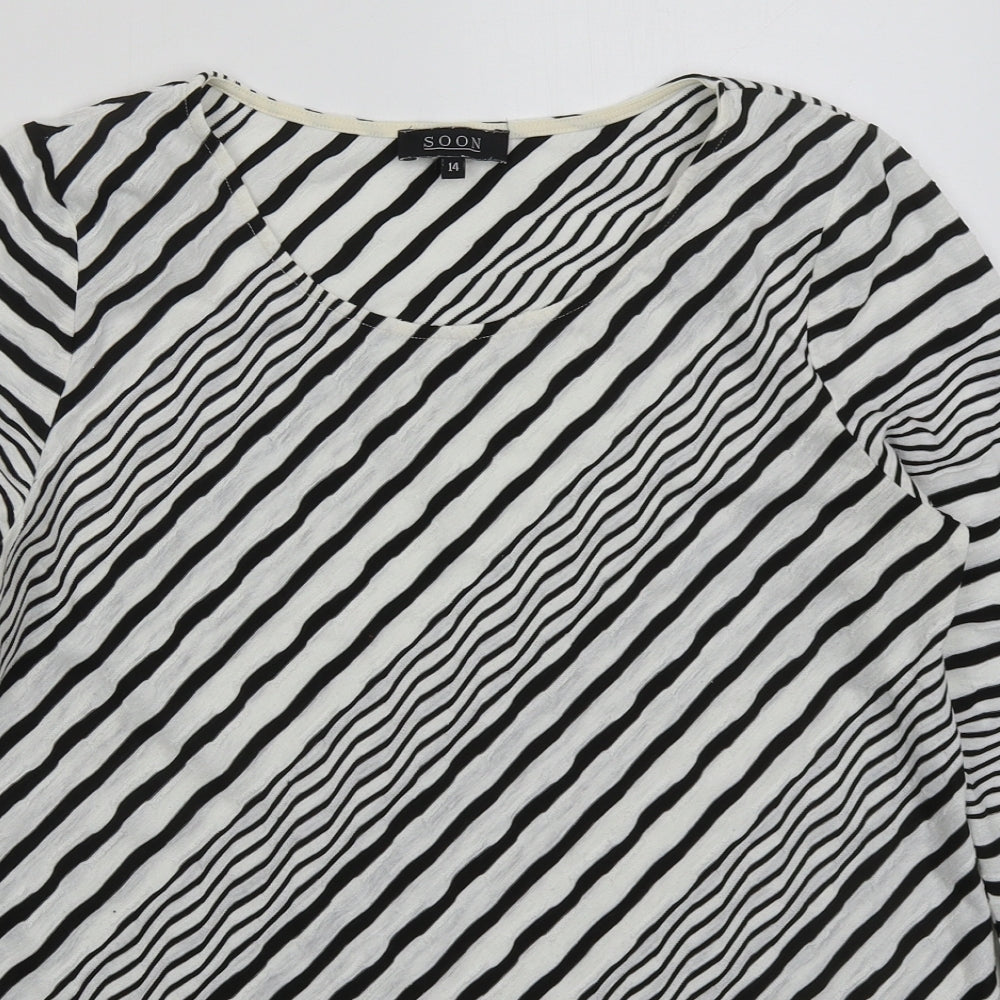 Womens UK Size 14 Soon White Basic T-Shirt