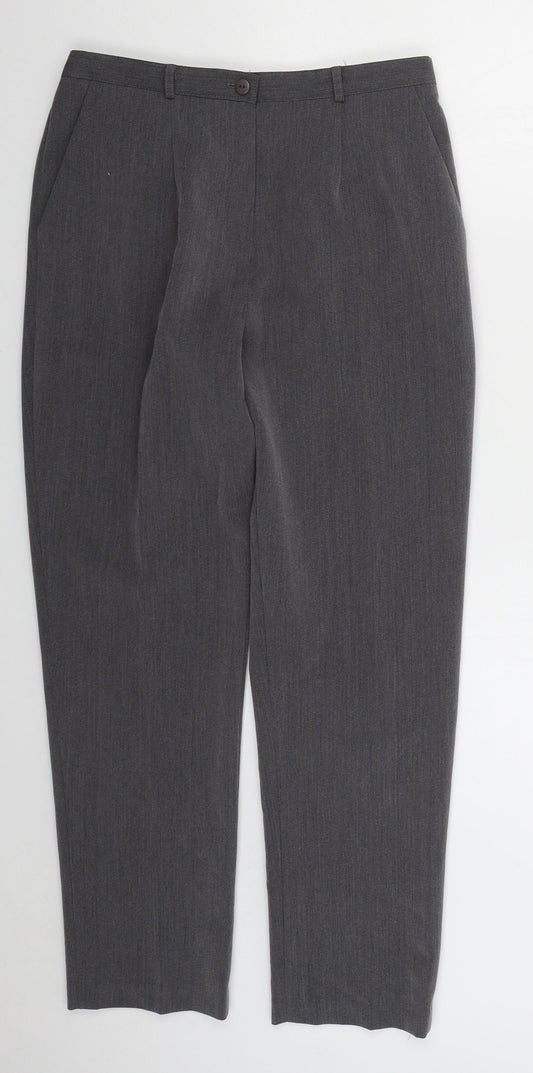 BASSINI Womens Grey  Polyester Trousers  Size 12 L27 in Regular Button