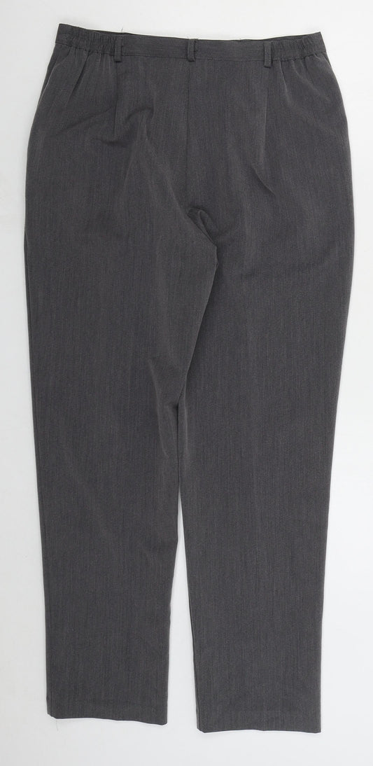 BASSINI Womens Grey  Polyester Trousers  Size 12 L27 in Regular Button