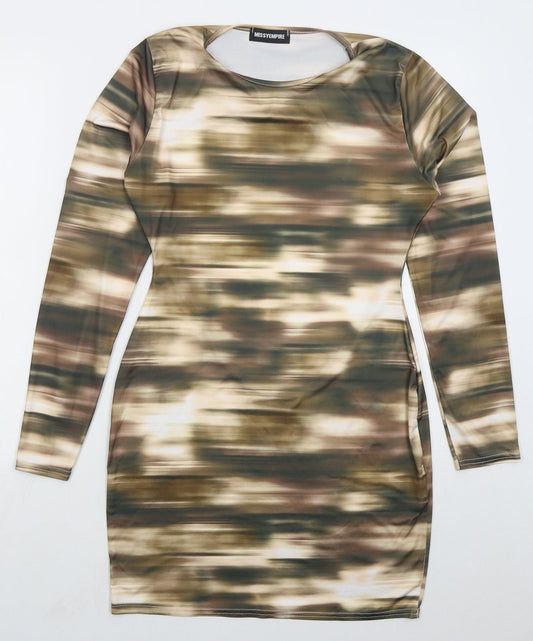 MIssy Empire Womens Brown  Polyester Bodycon  Size 12  Crew Neck Pullover