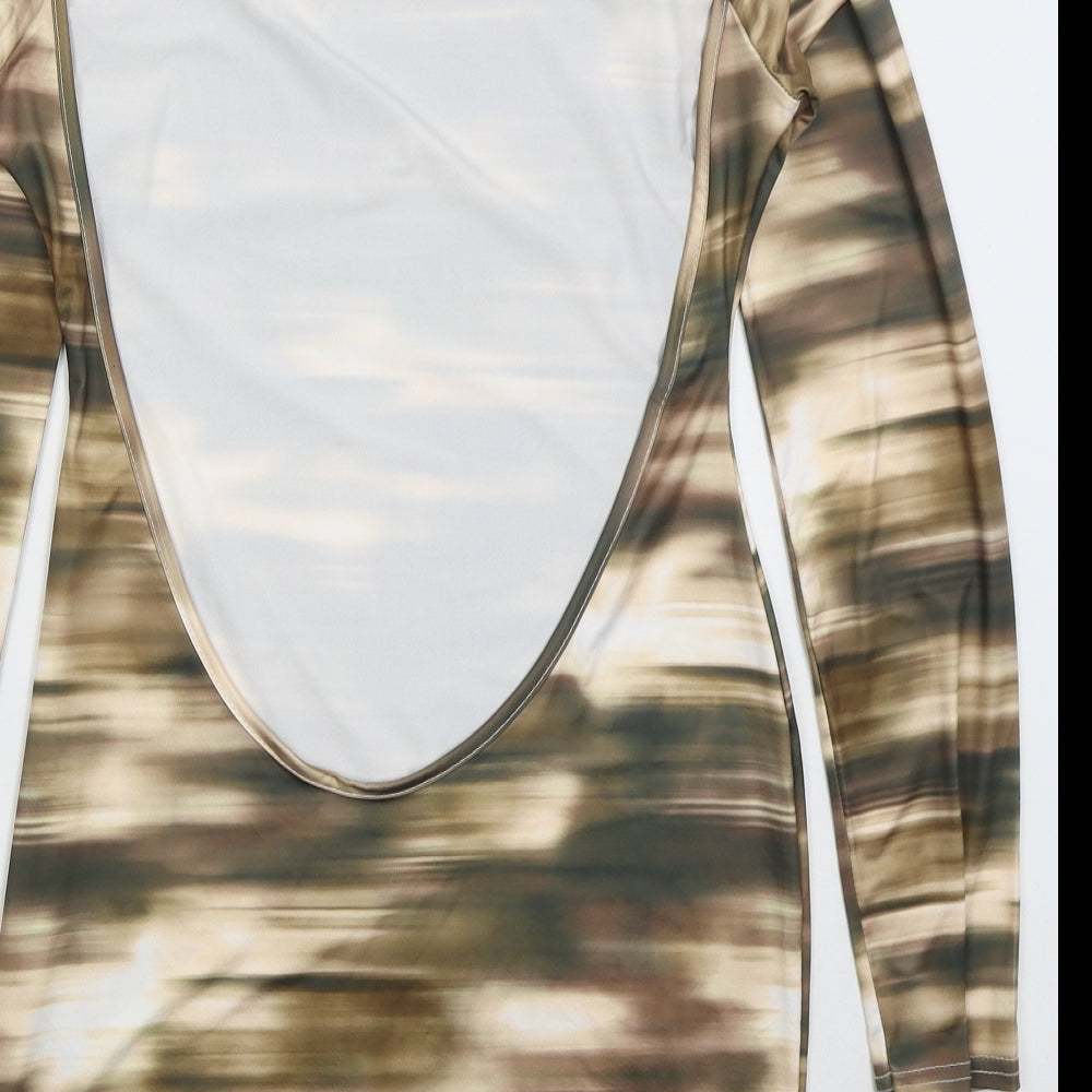 MIssy Empire Womens Brown  Polyester Bodycon  Size 12  Crew Neck Pullover