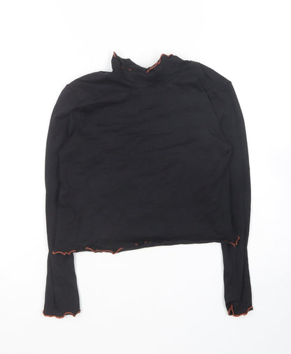 George Girls Black  Cotton Basic T-Shirt Size 8-9 Years Crew Neck