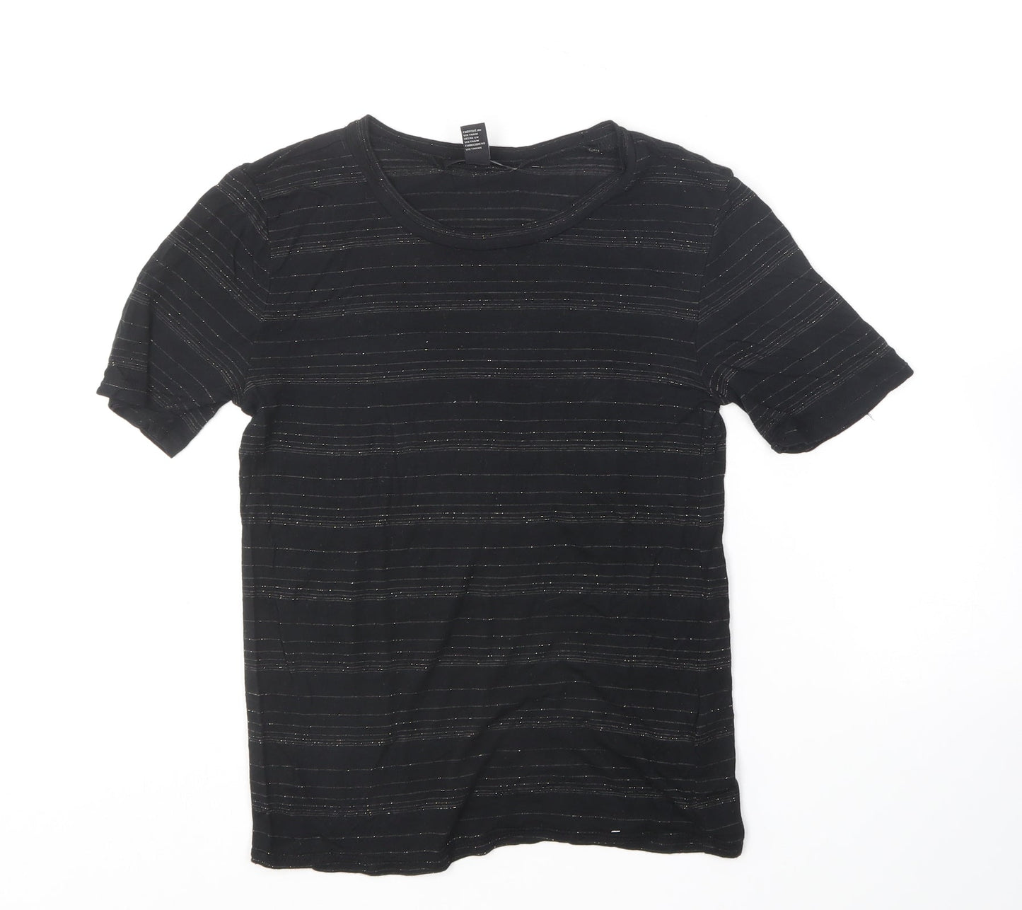 FOREVER 21 Womens Black  Nylon Basic T-Shirt Size S Round Neck