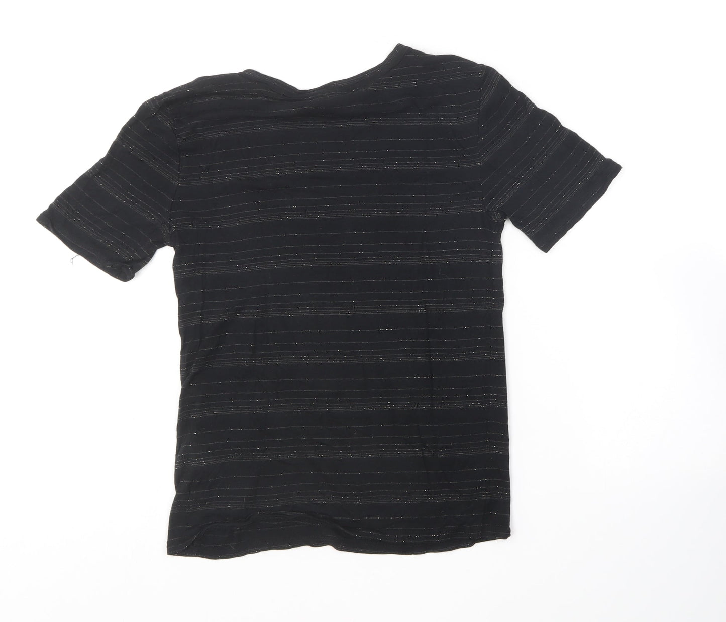 FOREVER 21 Womens Black  Nylon Basic T-Shirt Size S Round Neck