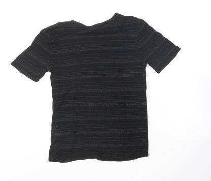 FOREVER 21 Womens Black  Nylon Basic T-Shirt Size S Round Neck