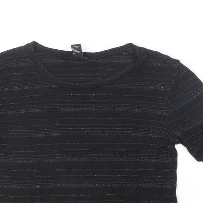 FOREVER 21 Womens Black  Nylon Basic T-Shirt Size S Round Neck