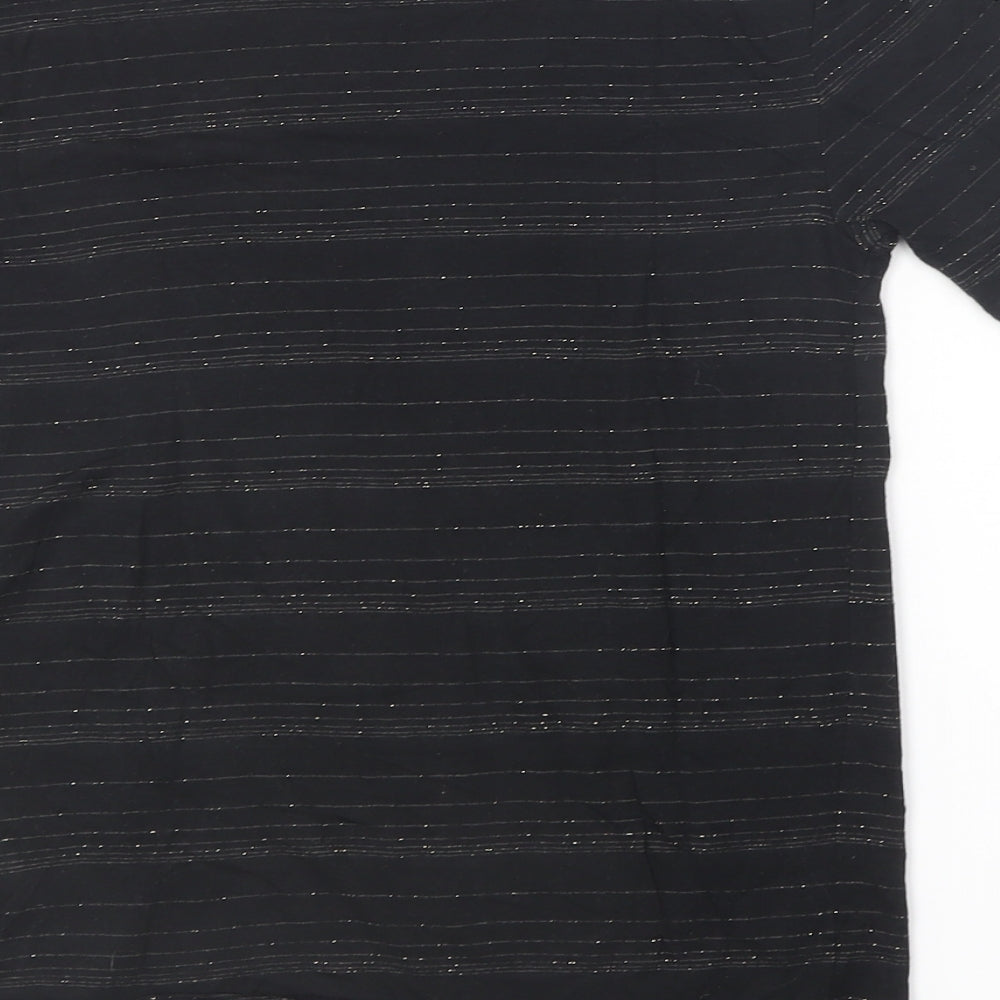 FOREVER 21 Womens Black  Nylon Basic T-Shirt Size S Round Neck