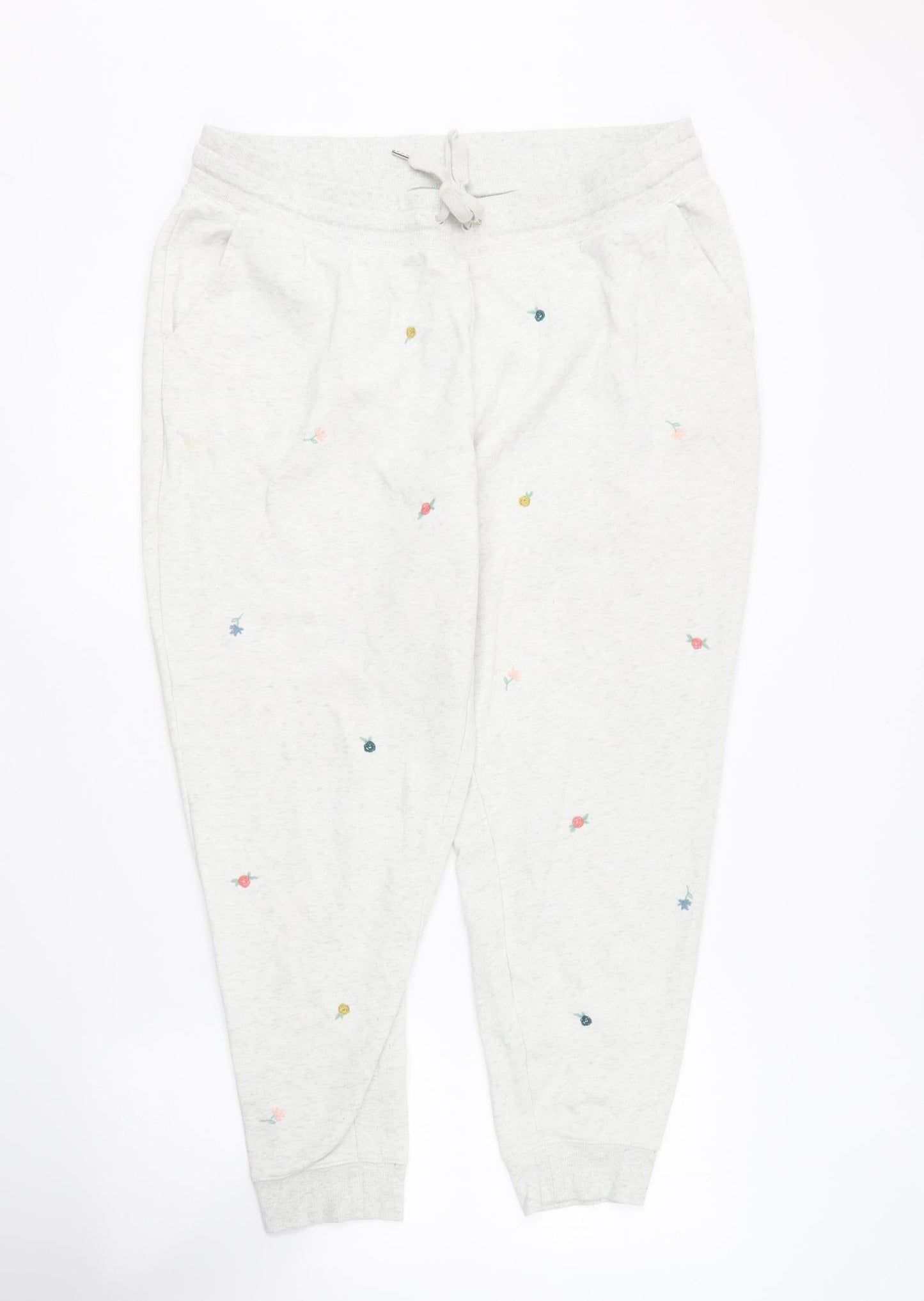 Old Navy Womens Grey Floral Cotton Jogger Trousers Size XL L25 in Regular  -