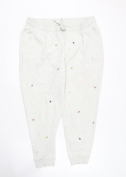 Old Navy Womens Grey Floral Cotton Jogger Trousers Size XL L25 in Regular  -