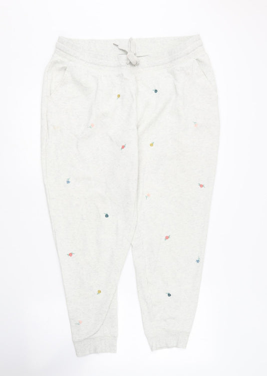 Old Navy Womens Grey Floral Cotton Jogger Trousers Size XL L25 in Regular  -