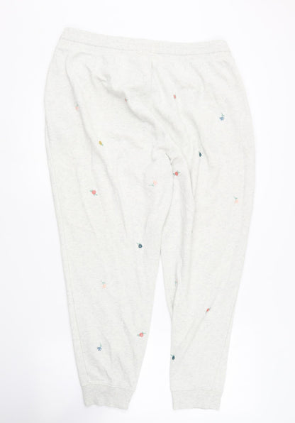 Old Navy Womens Grey Floral Cotton Jogger Trousers Size XL L25 in Regular  -
