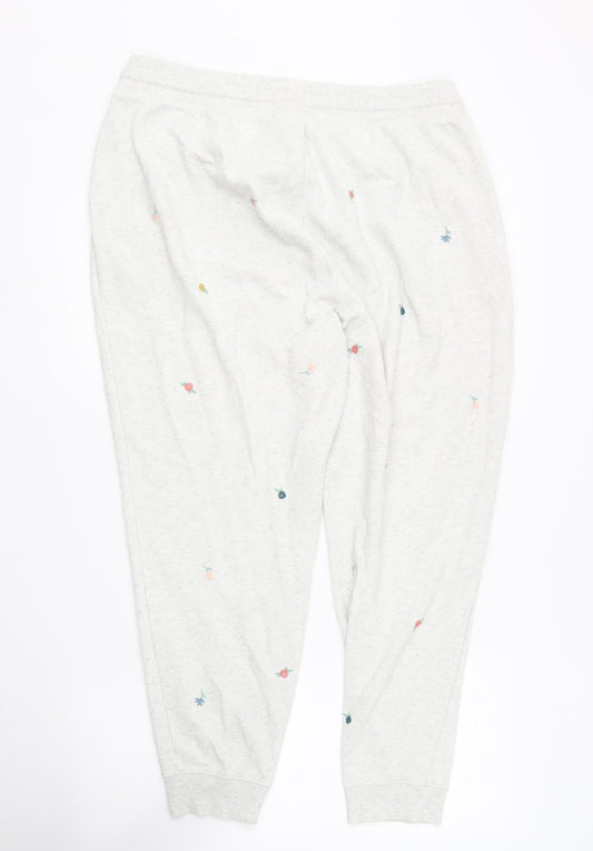 Old Navy Womens Grey Floral Cotton Jogger Trousers Size XL L25 in Regular  -