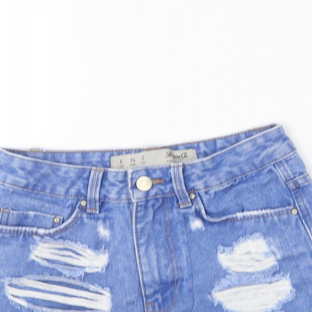 Denim & Co. Womens Blue  Cotton Hot Pants Shorts Size 6 L5 in Regular