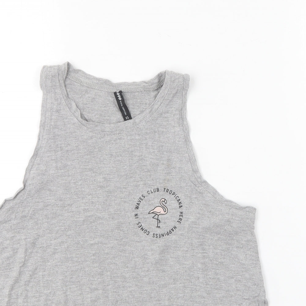 Cropp  Girls Grey  Cotton Basic T-Shirt Size XS V-Neck