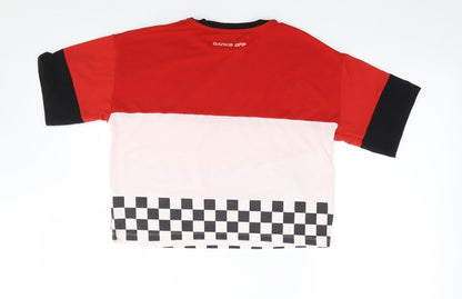 River Island Girls Multicoloured Geometric Polyester Jersey T-Shirt Size 11-12 Years Crew Neck Pullover