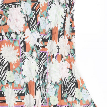 ASOS Womens Multicoloured Floral Polyester Flare Skirt Size 10   Zip