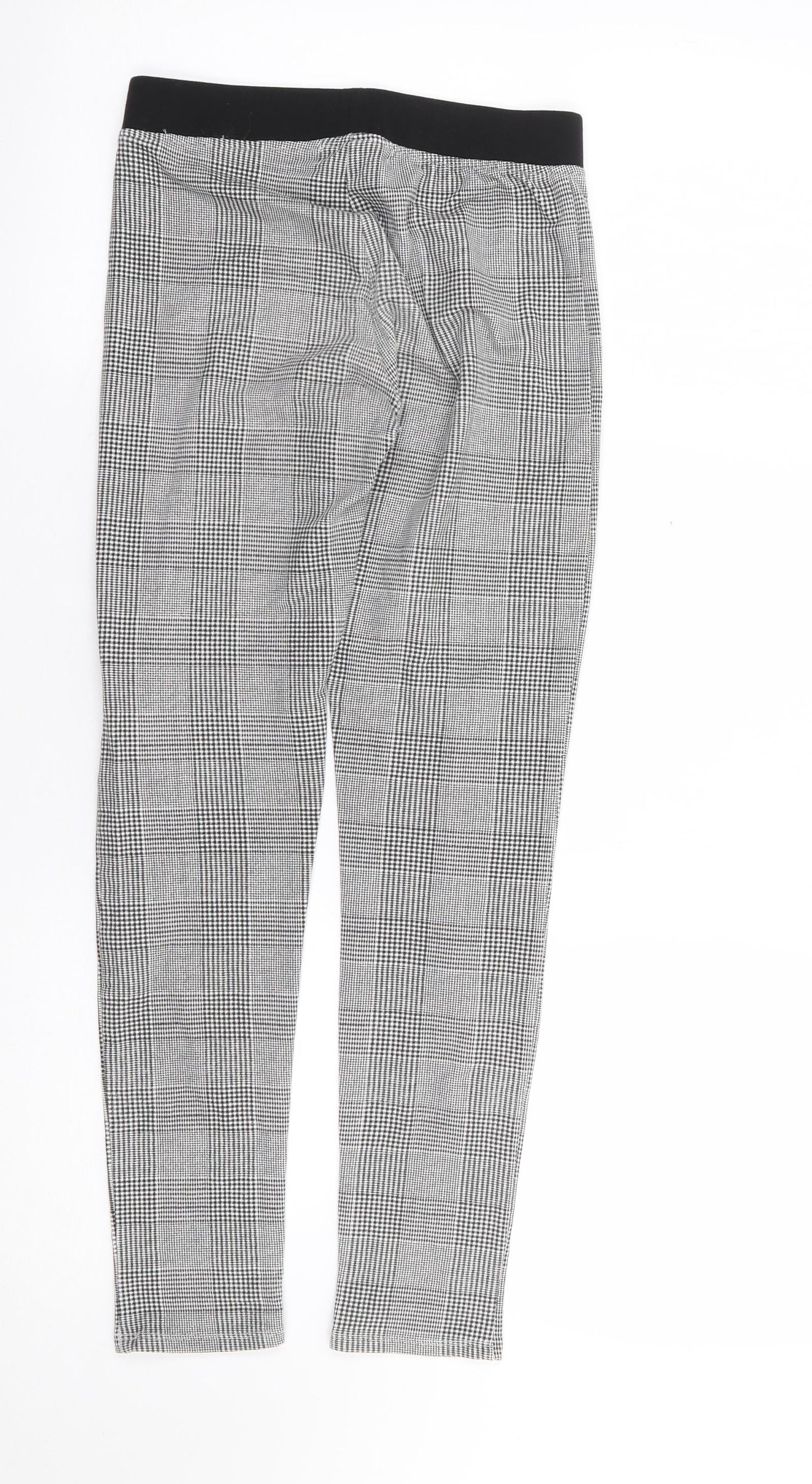 H&M  Girls Black Check Cotton Jogger Trousers Size 12 Years L24 in Regular