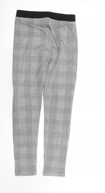 H&M  Girls Black Check Cotton Jogger Trousers Size 12 Years L24 in Regular