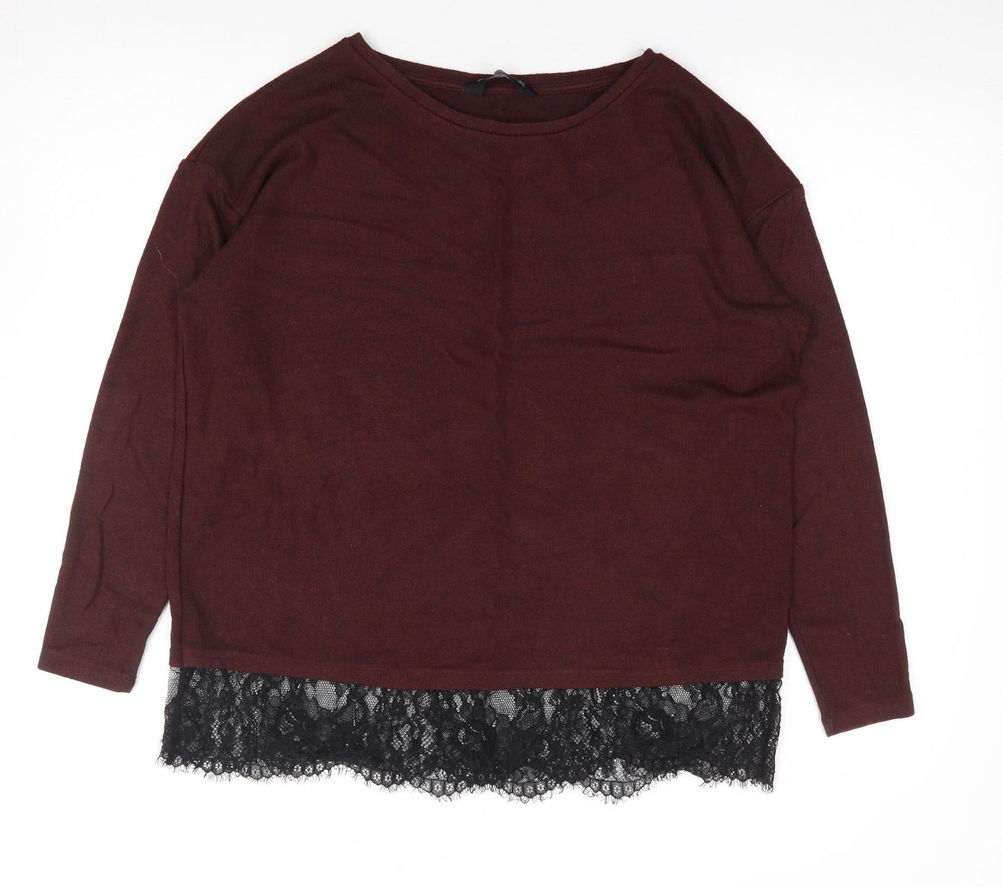 F&F Womens Red Round Neck  Viscose Pullover Jumper Size 10