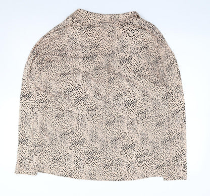 Nw Look  Womens Beige Animal Print Polyester Jersey Blouse Size 14 V-Neck