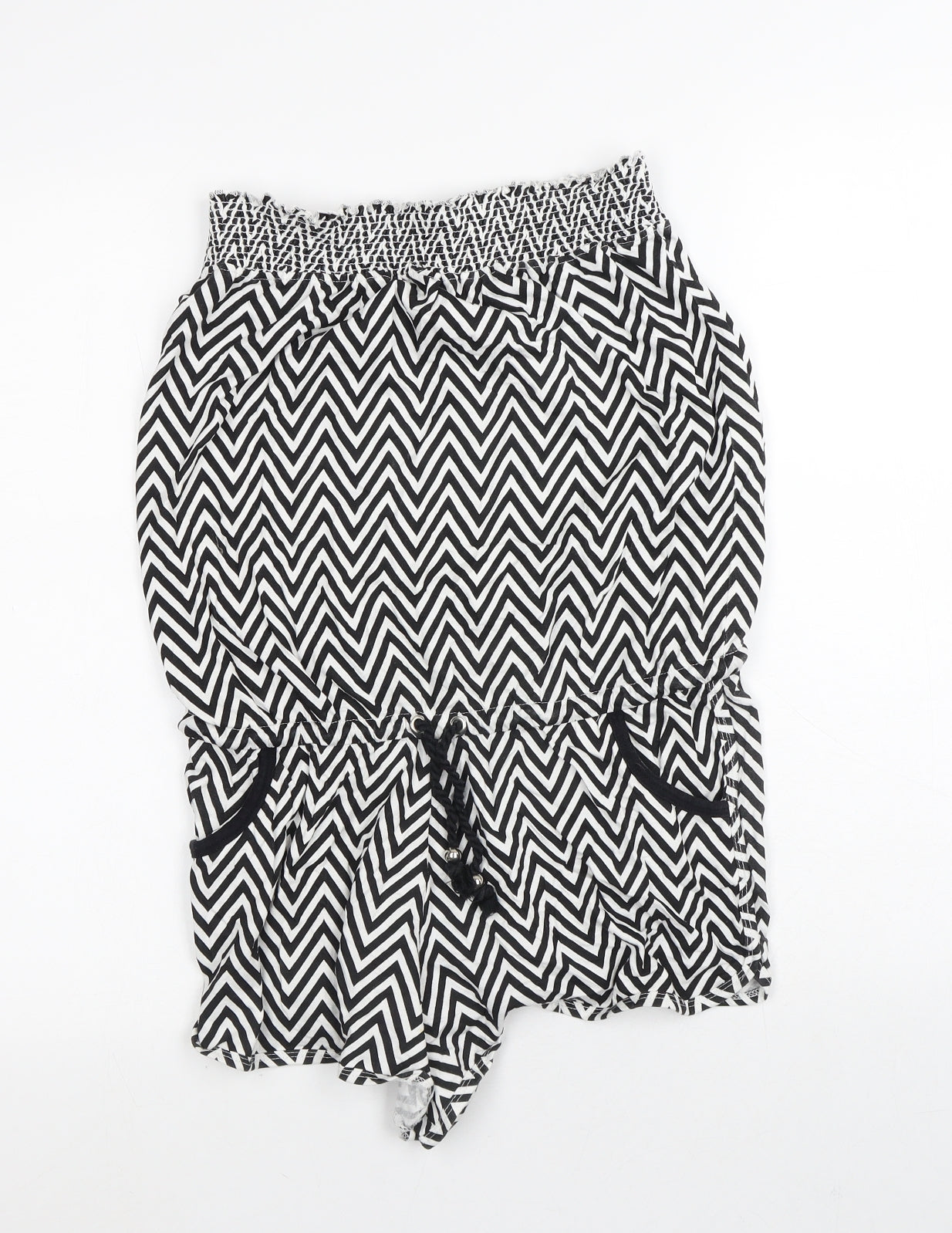 Ocean Club Womens White Striped Polyester Bodysuit One-Piece Size 10   - Zigzag