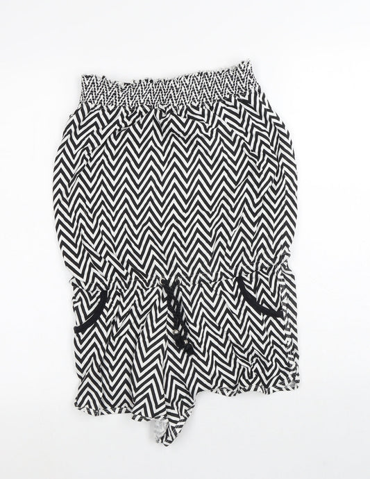 Ocean Club Womens White Striped Polyester Bodysuit One-Piece Size 10   - Zigzag