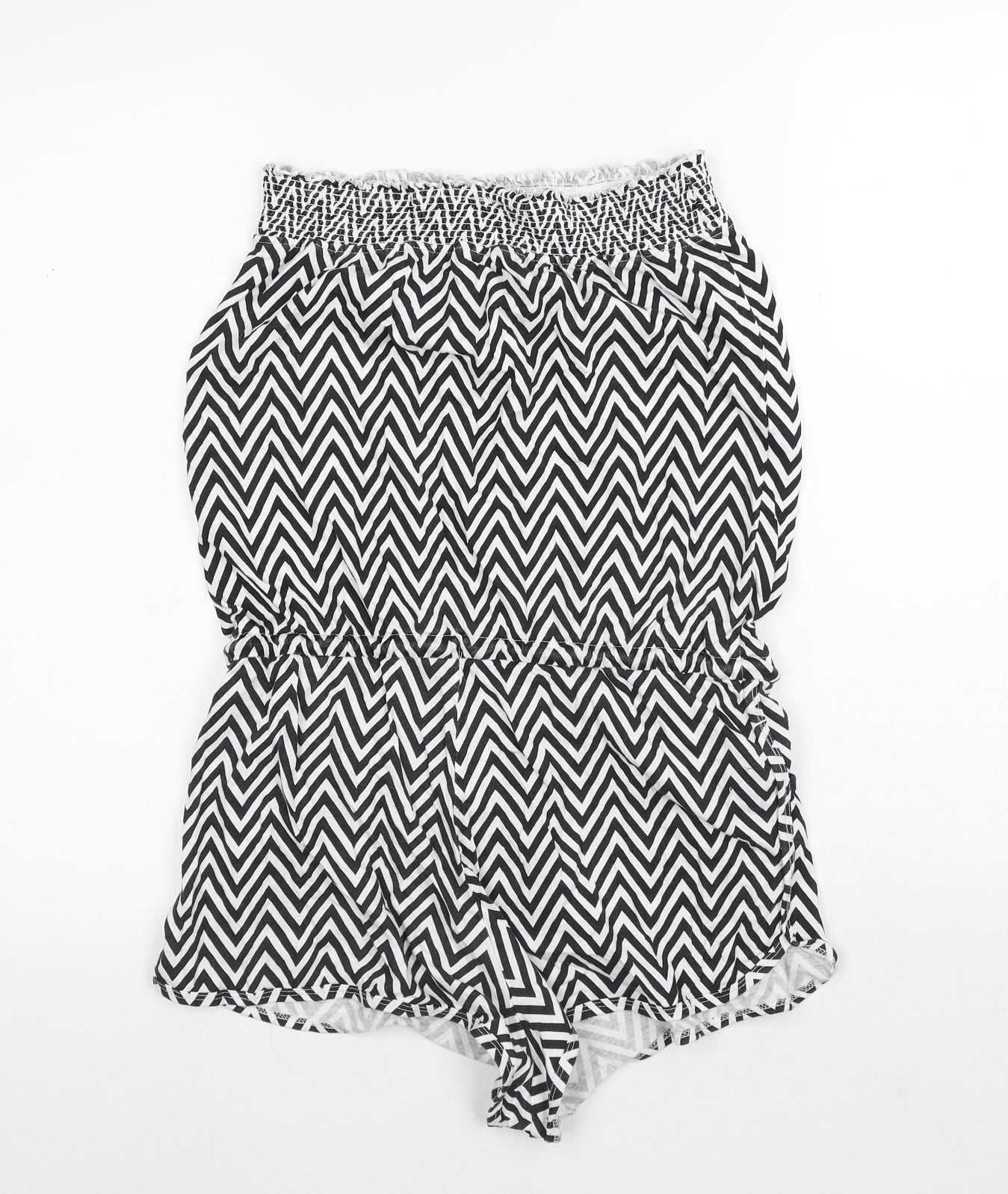 Ocean Club Womens White Striped Polyester Bodysuit One-Piece Size 10   - Zigzag