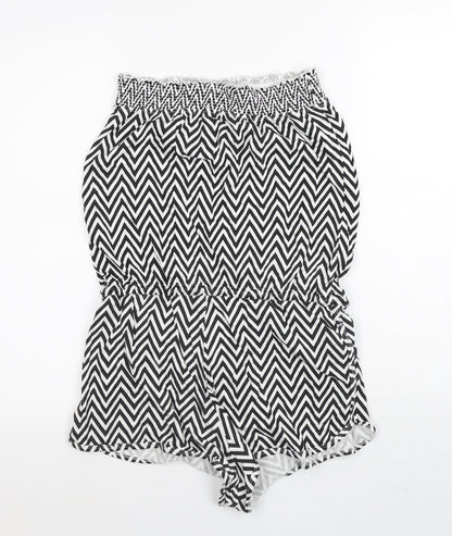 Ocean Club Womens White Striped Polyester Bodysuit One-Piece Size 10   - Zigzag