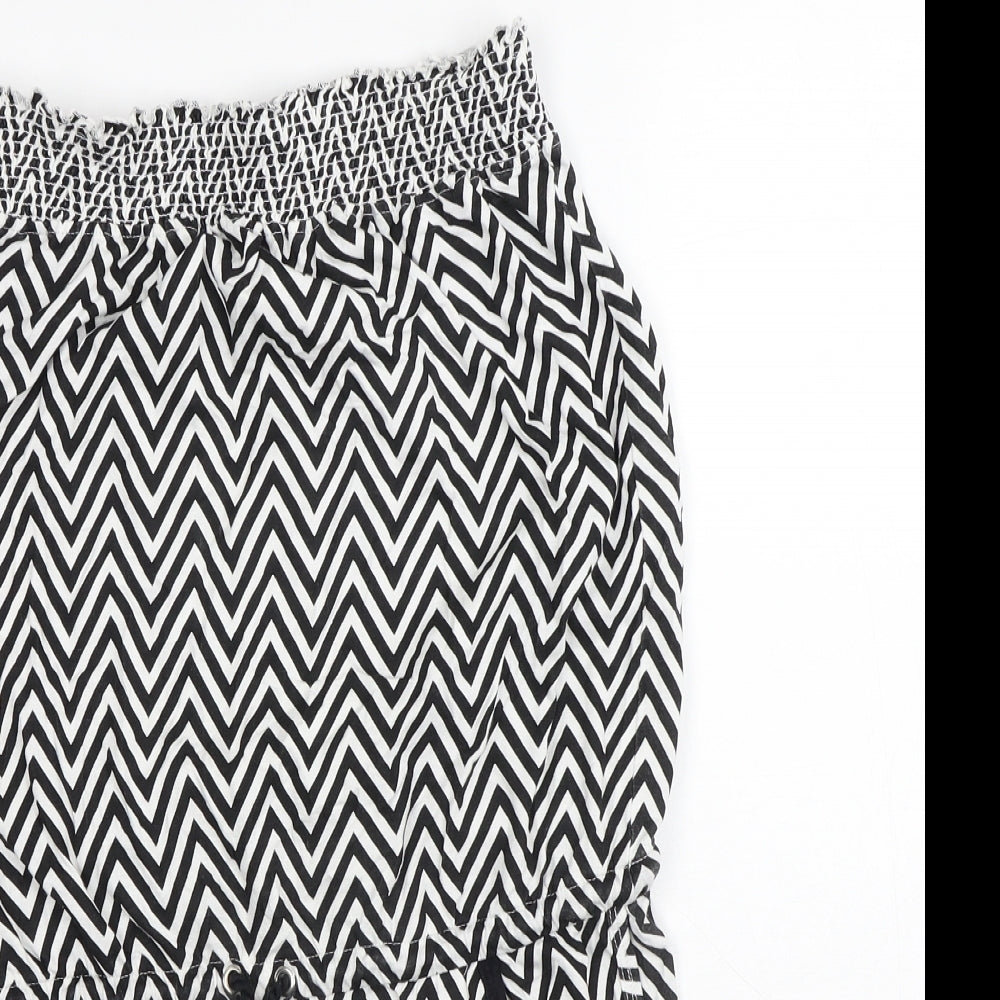 Ocean Club Womens White Striped Polyester Bodysuit One-Piece Size 10   - Zigzag