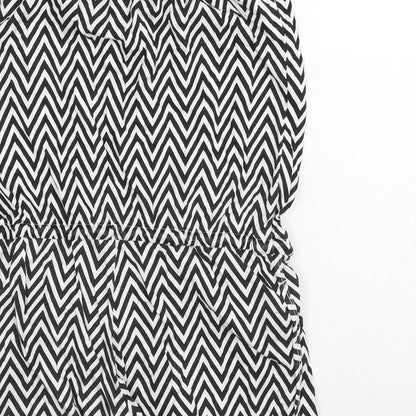 Ocean Club Womens White Striped Polyester Bodysuit One-Piece Size 10   - Zigzag