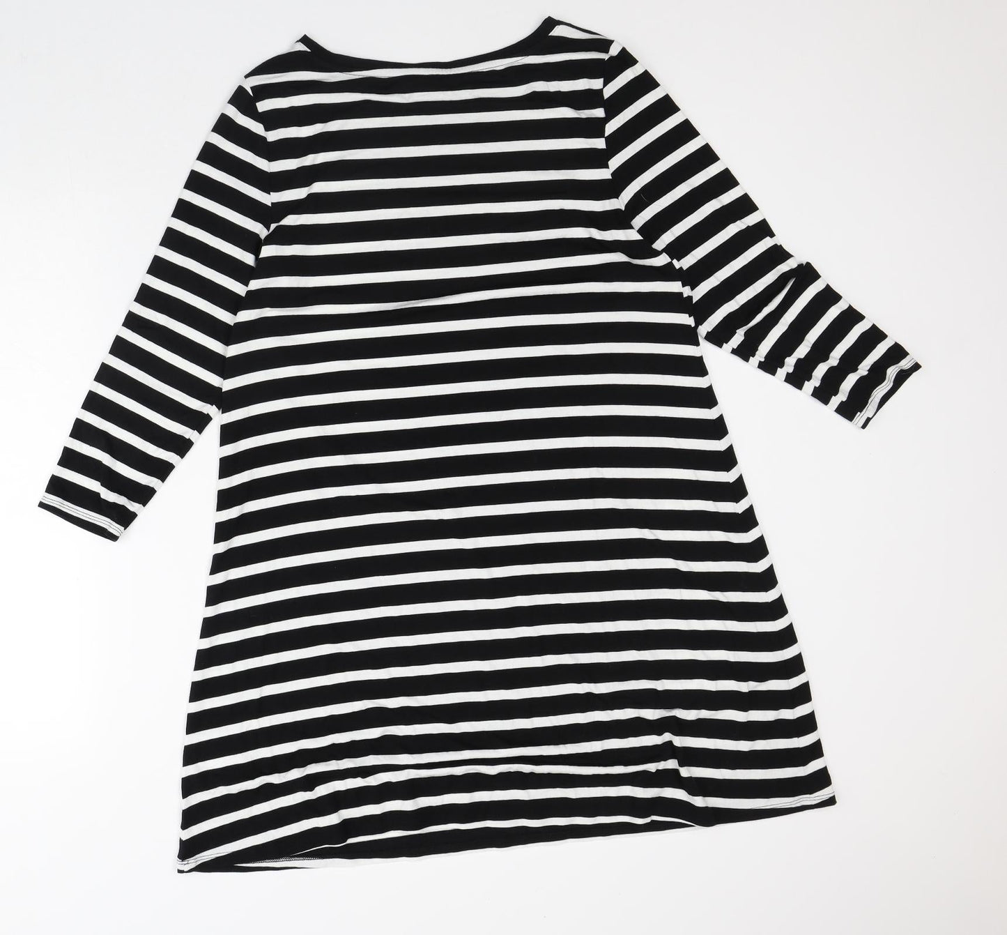 Amazon Womens White Striped Viscose T-Shirt Dress  Size M  Round Neck