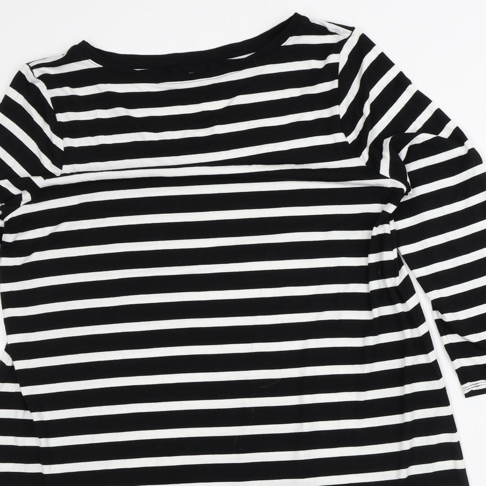 Amazon Womens White Striped Viscose T-Shirt Dress  Size M  Round Neck