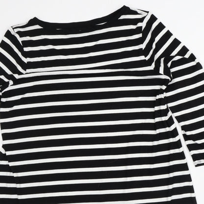 Amazon Womens White Striped Viscose T-Shirt Dress  Size M  Round Neck