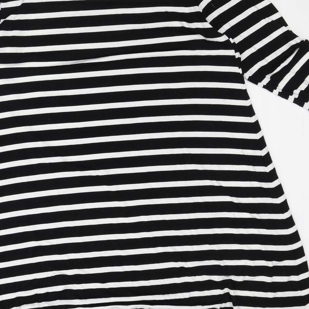 Amazon Womens White Striped Viscose T-Shirt Dress  Size M  Round Neck