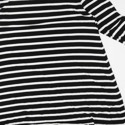 Amazon Womens White Striped Viscose T-Shirt Dress  Size M  Round Neck