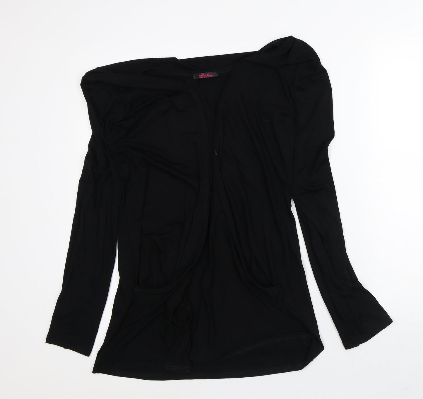 Bebo Womens Black Round Neck  Viscose Cardigan Jumper Size M