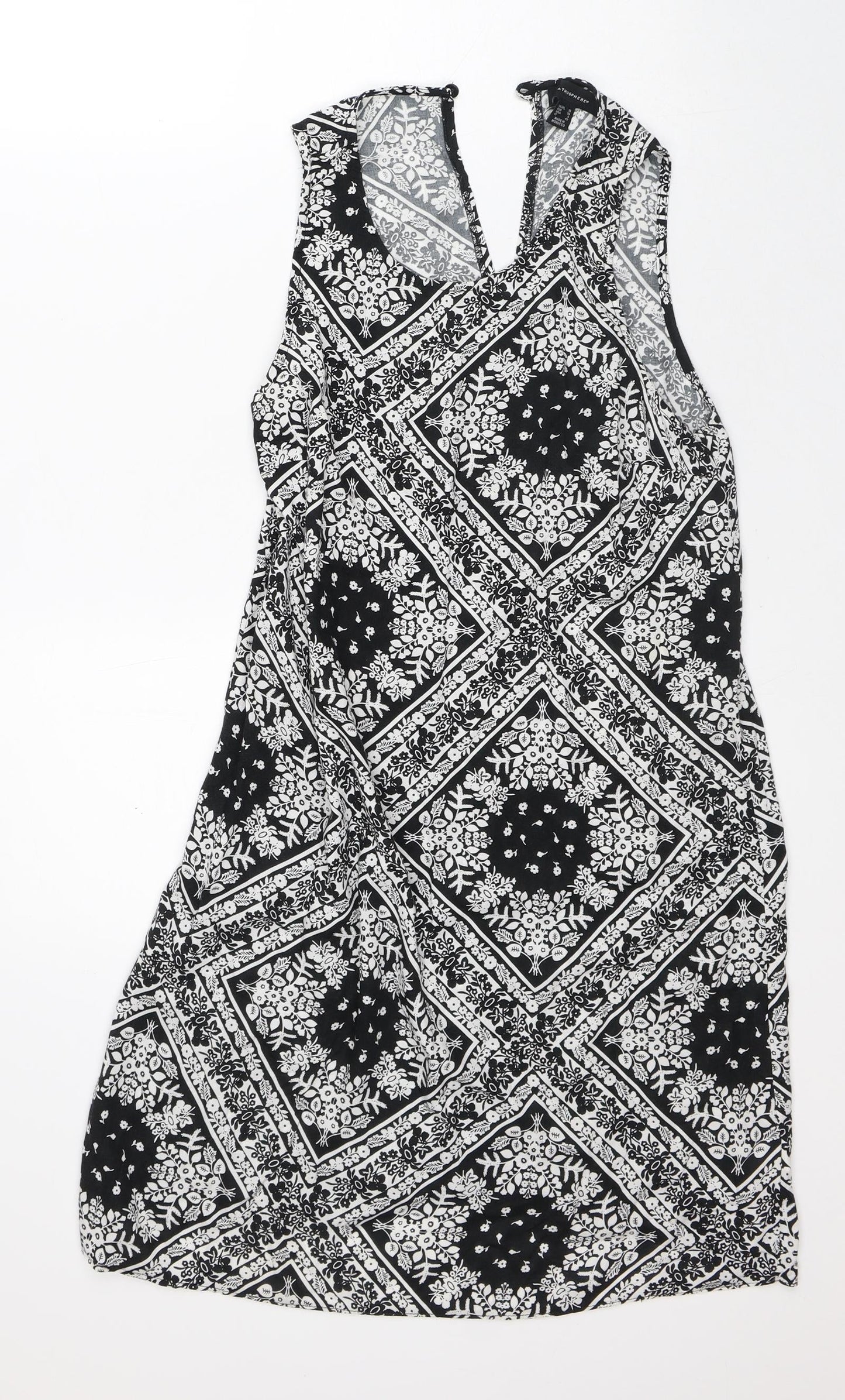 Atmosphere Womens White Floral Polyester A-Line  Size 10  Round Neck