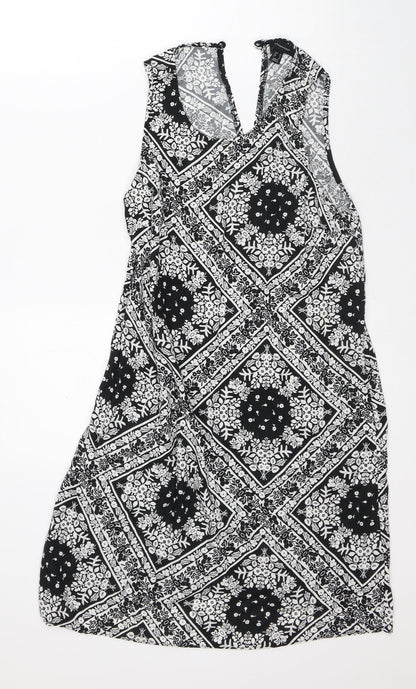 Atmosphere Womens White Floral Polyester A-Line  Size 10  Round Neck