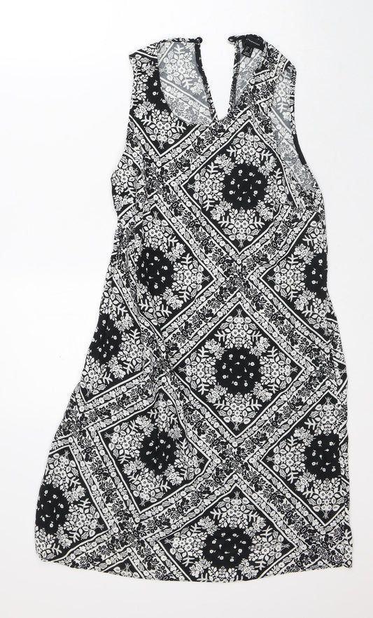 Atmosphere Womens White Floral Polyester A-Line  Size 10  Round Neck