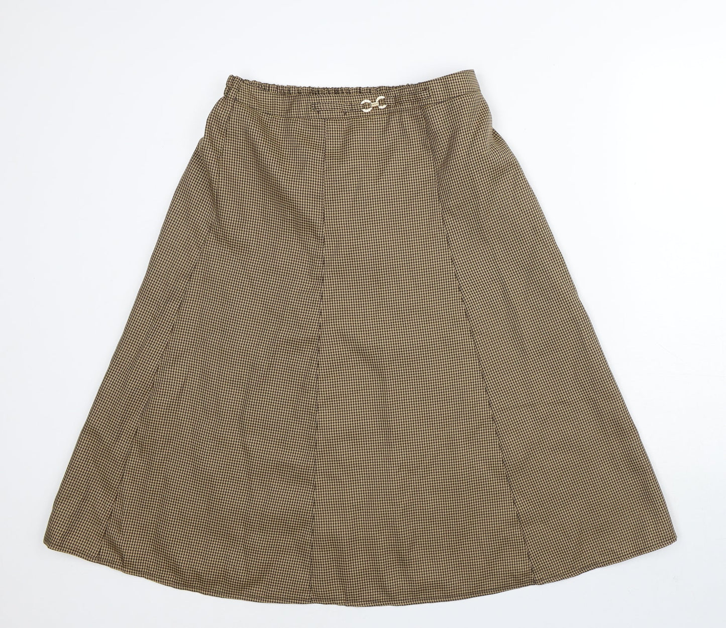 Damart Womens Brown Houndstooth Polyester A-Line Skirt Size 12